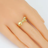 Gold Silver CZ Bow Adjustable Ring, Sku#A339