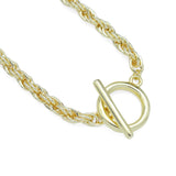Gold Silver Rope Chain Necklace with Large Toggle Clasp, Sku#EF583
