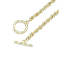 Gold Silver Rope Chain Necklace with Large Toggle Clasp, Sku#EF583