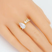 Clear Tearrdrop CZ Adjustable Ring, Sku#A340