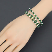 4x6mm Faceted Barrel Jade Stretchy Bracelet, Sku#EF699