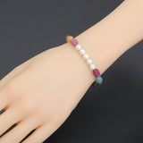 6x9mm Multicolor Jade Stretchy Bracelet, Sku#EF704