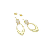 Gold Silver Clear CZ Tear drop Shape Earrings, Sku#A343