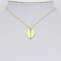CZ Arrow On Heart Charm, Sku#Z1436