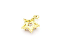 Big CZ Micro Pave 3D Five Ponit Star Enamel Shape Pendant, 18K Gold Filled Star Charm,Necklace Bracelet Charm Pendant, 18x16mm,Sku#F1442