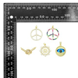 Colorful CZ Peace Sign Evil Eye Knot Connector Diamond Wheel Pendant charm, Sku#LK1280