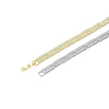 Clear CZ Double Bar LInk Gold Adjustable Bracelet, Sku#A349