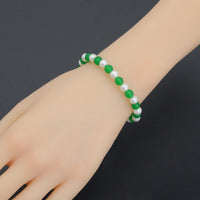 6mm Round Smooth Jade with MOP Strechy Bracelet, Sku#EF724