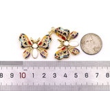 Colorful Enamel Butterfly Shape Pendant,18K Gold Filled Butterfly Pendant, Necklace Bracelet Charm Pendant, 32x25mm,Sku#LK493