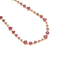 Gold Fichsia Dot CZ Link Chain Necklace, Sku#A351