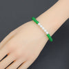 6mm Round Smooth Jade with MOP Stretchy Bracelet, Sku#EF725