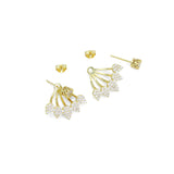 Gold Clear CZ Multi Leaves Drop Earrings, Sku#A225