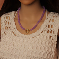 Blue Purple Roundelle Gemstone beads necklace, sku#EF812