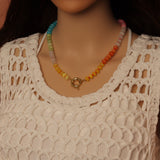Rainbow Color Roundelle Gemstone necklace, sku#EF811