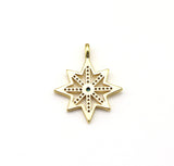 CZ Micro Pave North Star Shape Pendant, 18K Gold Filled Star Charm, Necklace Bracelet Charm Pendant, 25x21mm,Sku#LK496