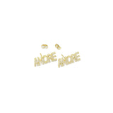 Clear CZ Amore Word Gold Silver Stud Earrings, Sku#A354