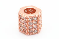 CZ Big Hole Six-sided/Hexagonal Tube Clear Micro Pave Beads, Cubic Zirconia Beads, 7x7mm, Sku#G152