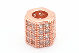 CZ Big Hole Six-sided/Hexagonal Tube Clear Micro Pave Beads, Cubic Zirconia Beads, 7x7mm, Sku#G152