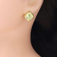 Gold Silver Flower Diamond Stud Earrings, Sku#A227