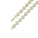 Clear CZ Flower Link Gold Silver Adjustable Bracelet, Sku#A228