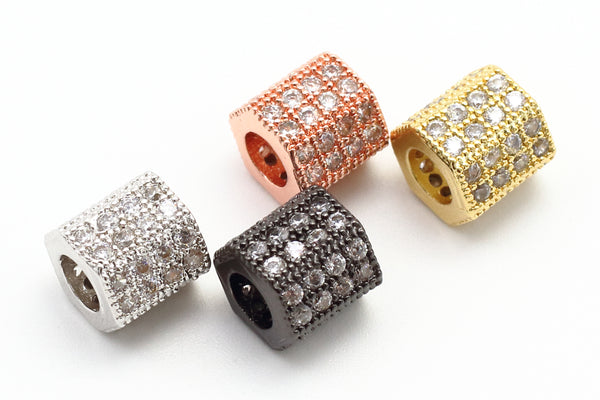 CZ Big Hole Six-sided/Hexagonal Tube Clear Micro Pave Beads, Cubic Zirconia Beads, 7x7mm, Sku#G152