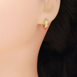 Colorful Enamel Smiley Face Hoop Earrings, Sku#Y911