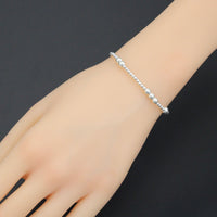 7'' Bright Silver Round Hematite Stretchy Bracelet, Sku#EF736
