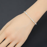 7'' Bright Silver Round Hematite Stretchy Bracelet, Sku#EF736
