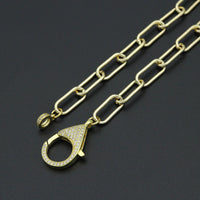 Paperclip Link Chain Necklace with CZ Lobster, sku#EF816
