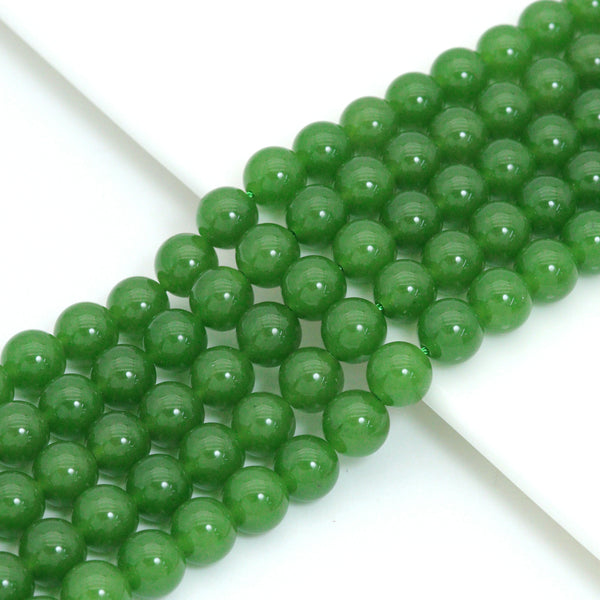 Green Jade Round Smooth Beads, Sku#U1199