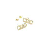 Clear CZ Ciao Word Stud Earrings, Sku#A355