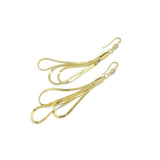 Gold Long Herringbone Long Dangle Earrings, Sku#EF532