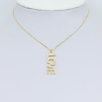 Gold Clear CZ Love Word Charm Pendant, Sku#A357