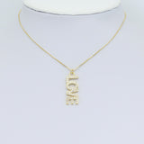 Gold Clear CZ Love Word Charm Pendant, Sku#A357