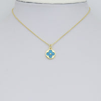 Mother of Pearl Turquoise Clover Coin Pendant charm, Sku#LX930