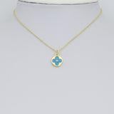 Mother of Pearl Turquoise Clover Coin Pendant charm, Sku#LX930