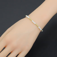 7'' Round Gold Hematite with MOP Stretchy Bracelet, Sku#EF743