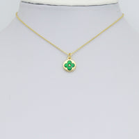 Colorful Enamel Clover flower Coin Pendant charm, Sku#LD764