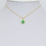 Colorful Enamel Clover flower Coin Pendant charm, Sku#LD764