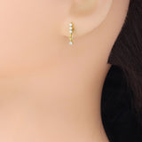 Dainty four Dots Round CZ Earrings, Sku#A361