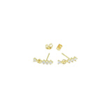 Dainty four Dots Round CZ Earrings, Sku#A361