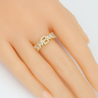 CZ Teardrp Heart Crystal Initial Ring, Alphabet CZ Adjustable Ring, Sku#A362