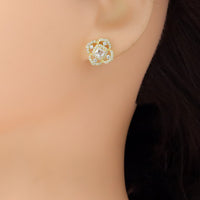 Clear CZ Flower Stud Earrings, Sku#LX770