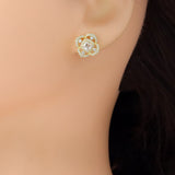 Clear CZ Flower Stud Earrings, Sku#LX770