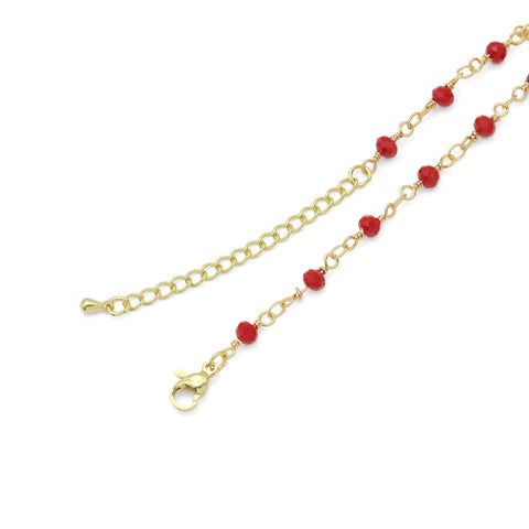 Red Beads Chain with Red Bean Adjustable Bracelet, Sku#A365