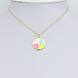 Gold CZ Enamel Colorful Heart Round Charm, Sku#LK696