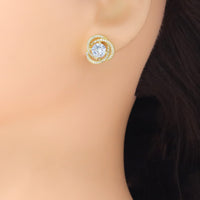 Big Diamond CZ Rose Flower Stud Earrings, Sku#LX772