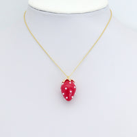 White Pearl Red Strawberry Charm Pendant,Sku#LK1225