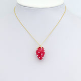 White Pearl Red Strawberry Charm Pendant,Sku#LK1225