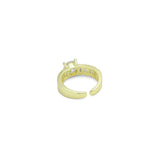 Baguette CZ round with Big Diamond Center Gold Adjustable Ring, Sku#LX773